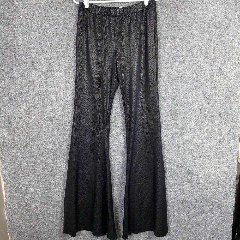 Saints and Hearts Pants Womens Size L Black Bell Bottom Snake Print